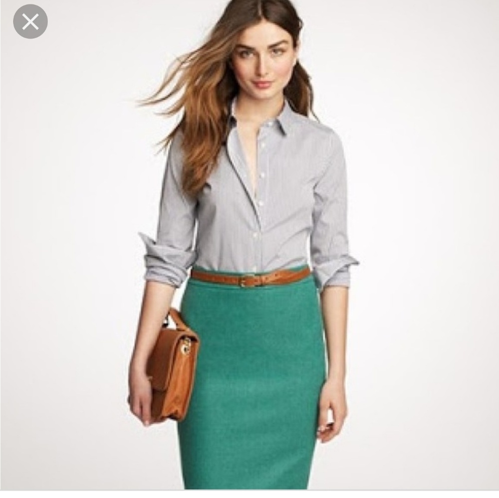 J. Crew 100% wool pencil skirt emerald